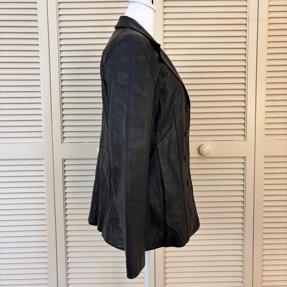Wilson Leather Jacket Black Button Up Large - Picture 7 of 13